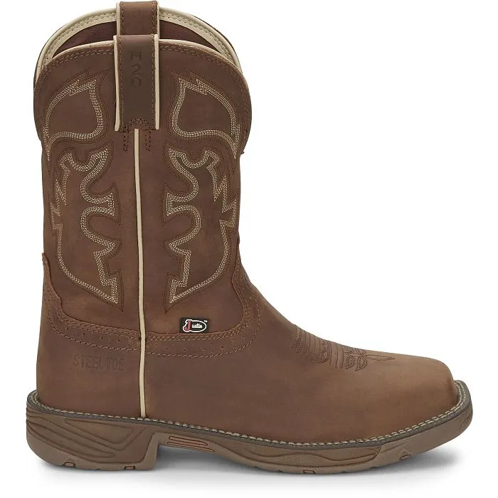 Justin Rush 11" Square Toe Steel Toe Waterproof Work Boot WK4331