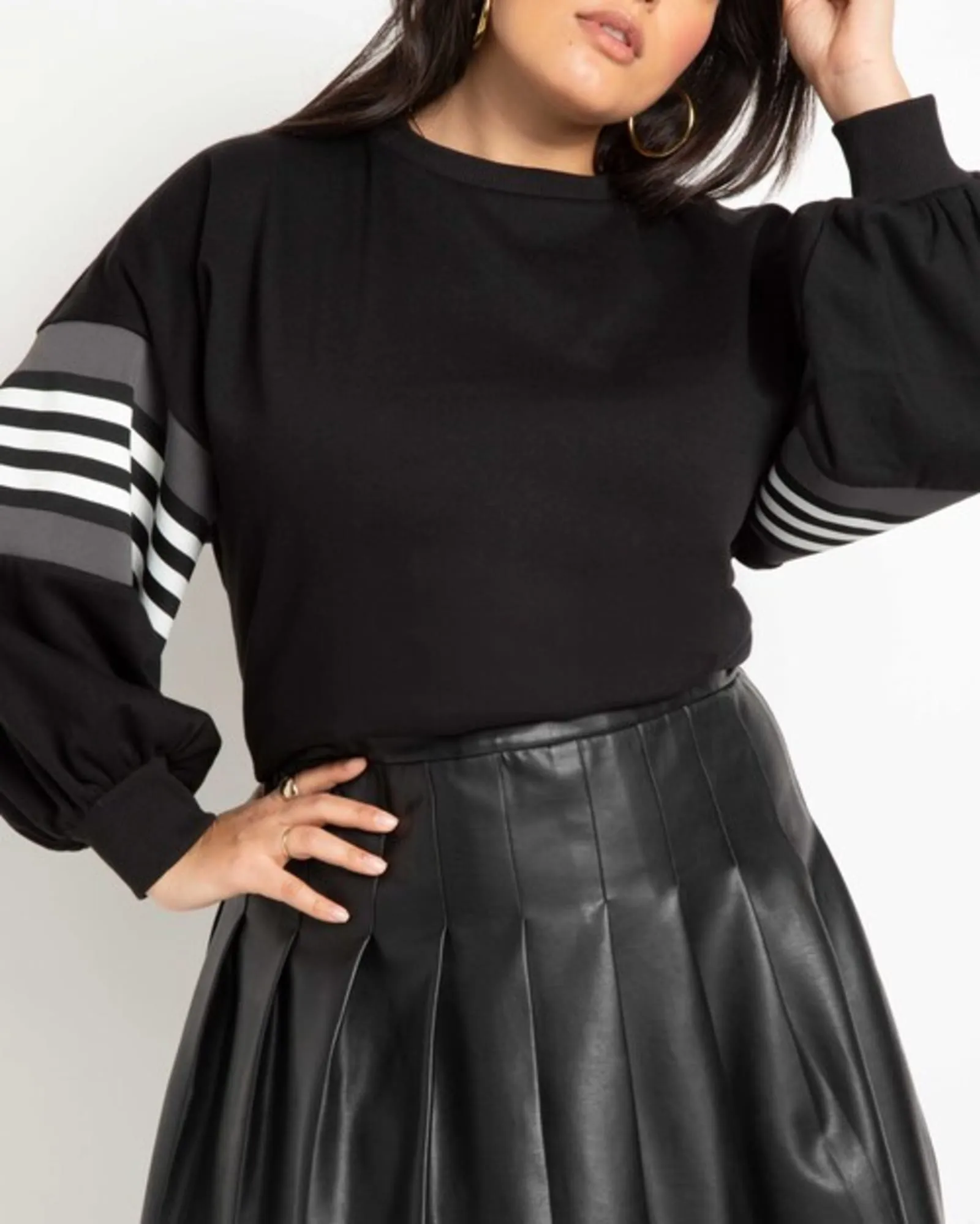 Lea Dramatic Puff Sleeve Sweatshirt | Totally Black