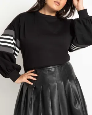Lea Dramatic Puff Sleeve Sweatshirt | Totally Black
