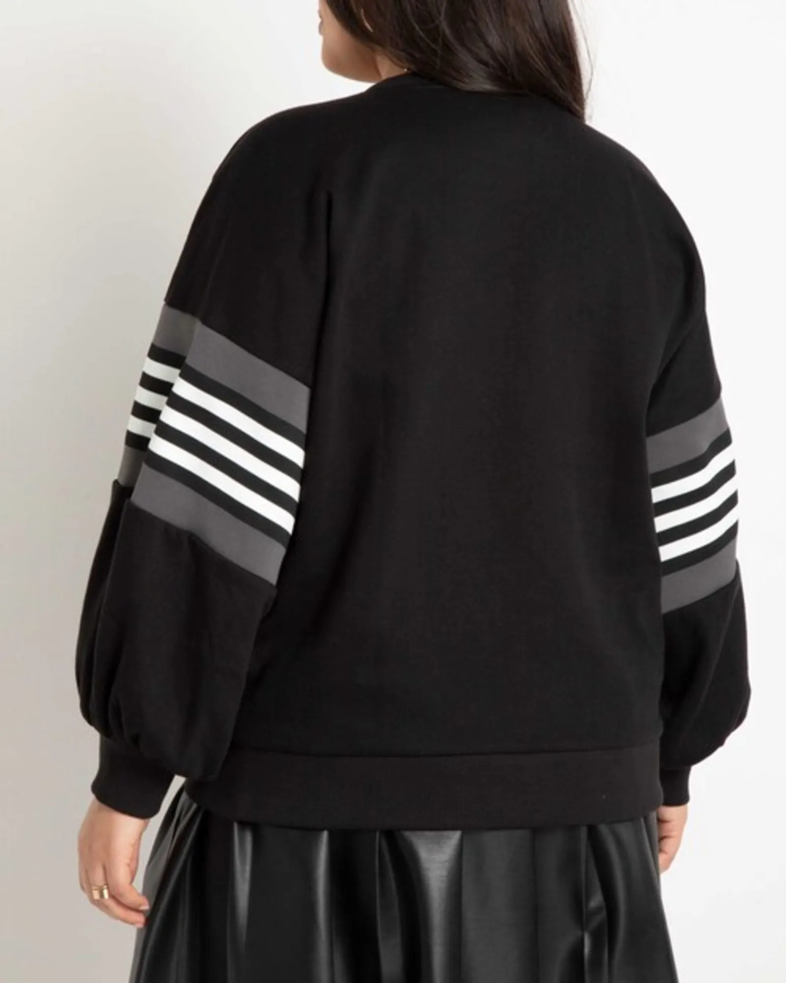 Lea Dramatic Puff Sleeve Sweatshirt | Totally Black