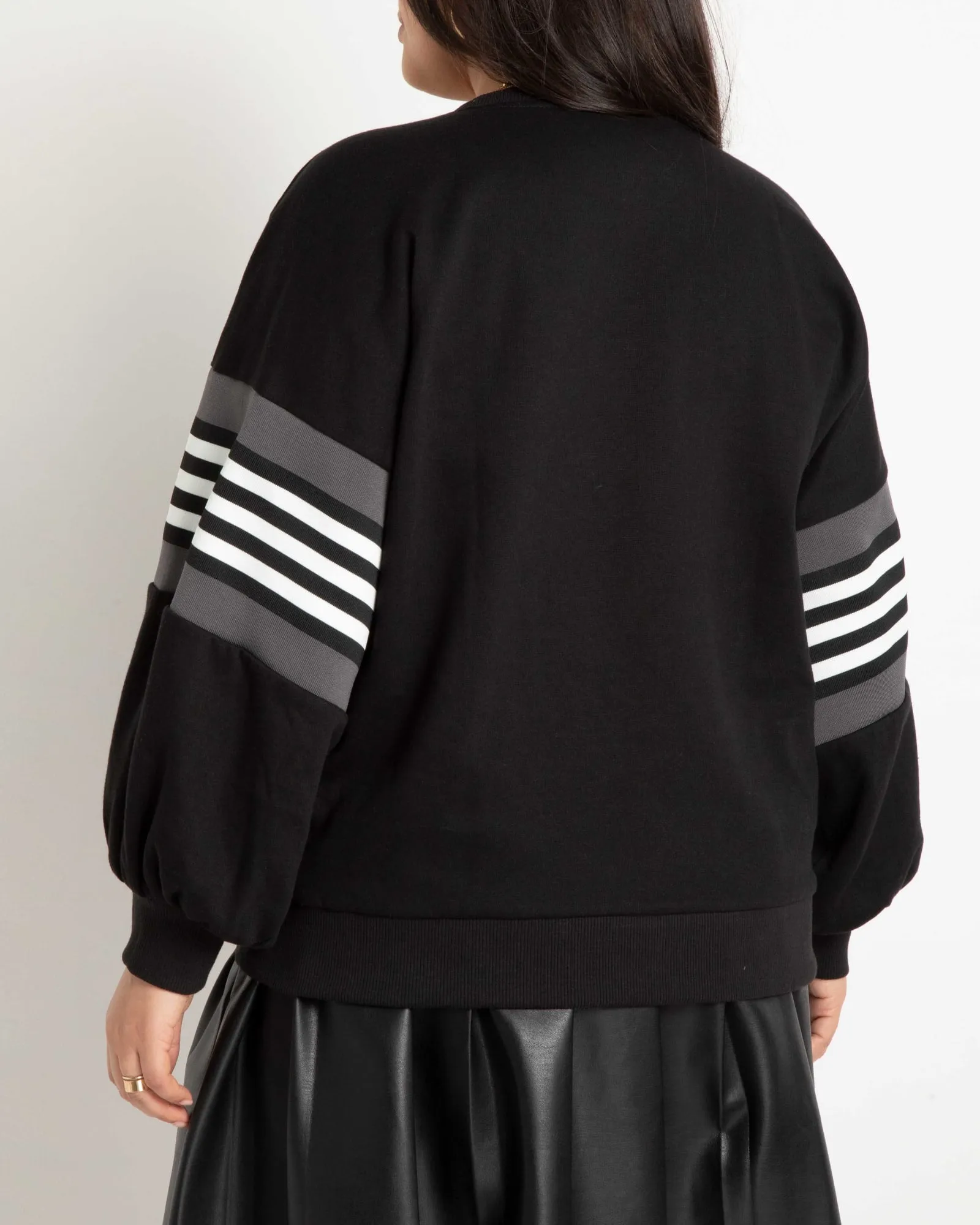 Lea Dramatic Puff Sleeve Sweatshirt | Totally Black