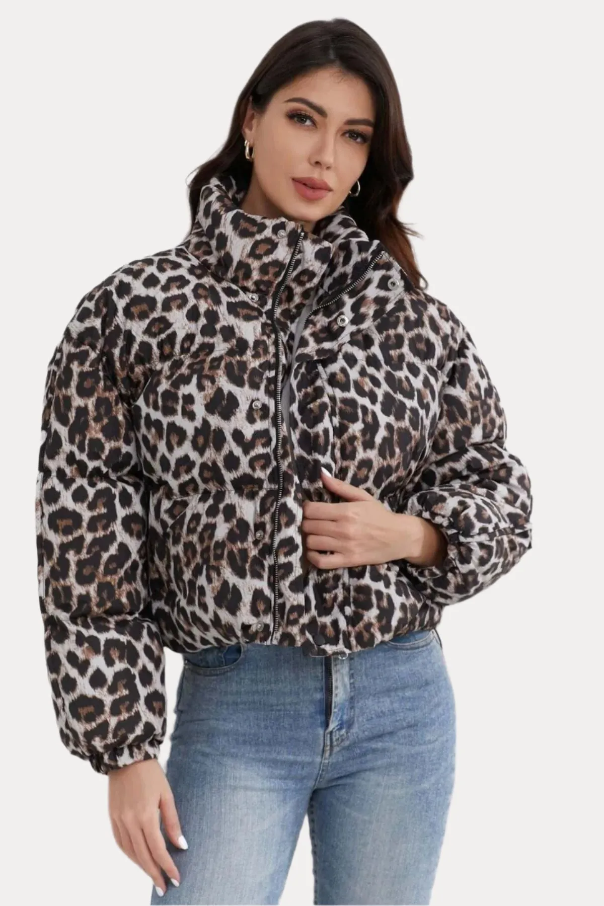 Loose Short Leopard Cotton Coat