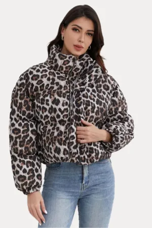 Loose Short Leopard Cotton Coat