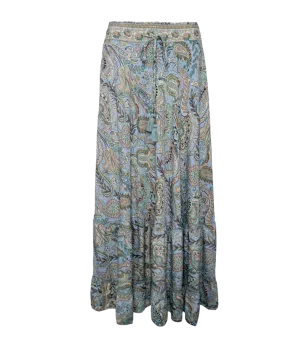 Luna Maxi Frill Skirt Blue Garden - Multi