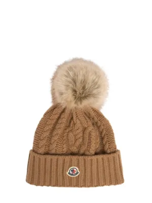 Moncler   Virgin wool blend beanie w/ pompom 