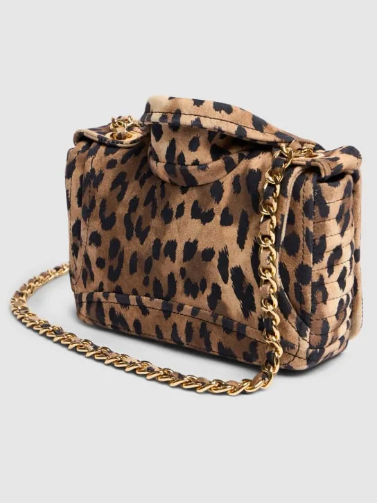 Moschino   Biker printed suede shoulder bag 