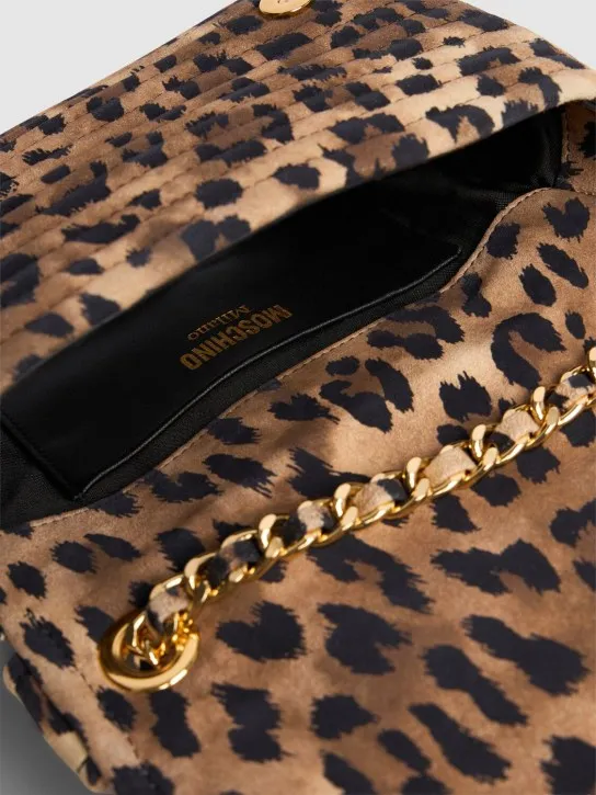 Moschino   Biker printed suede shoulder bag 