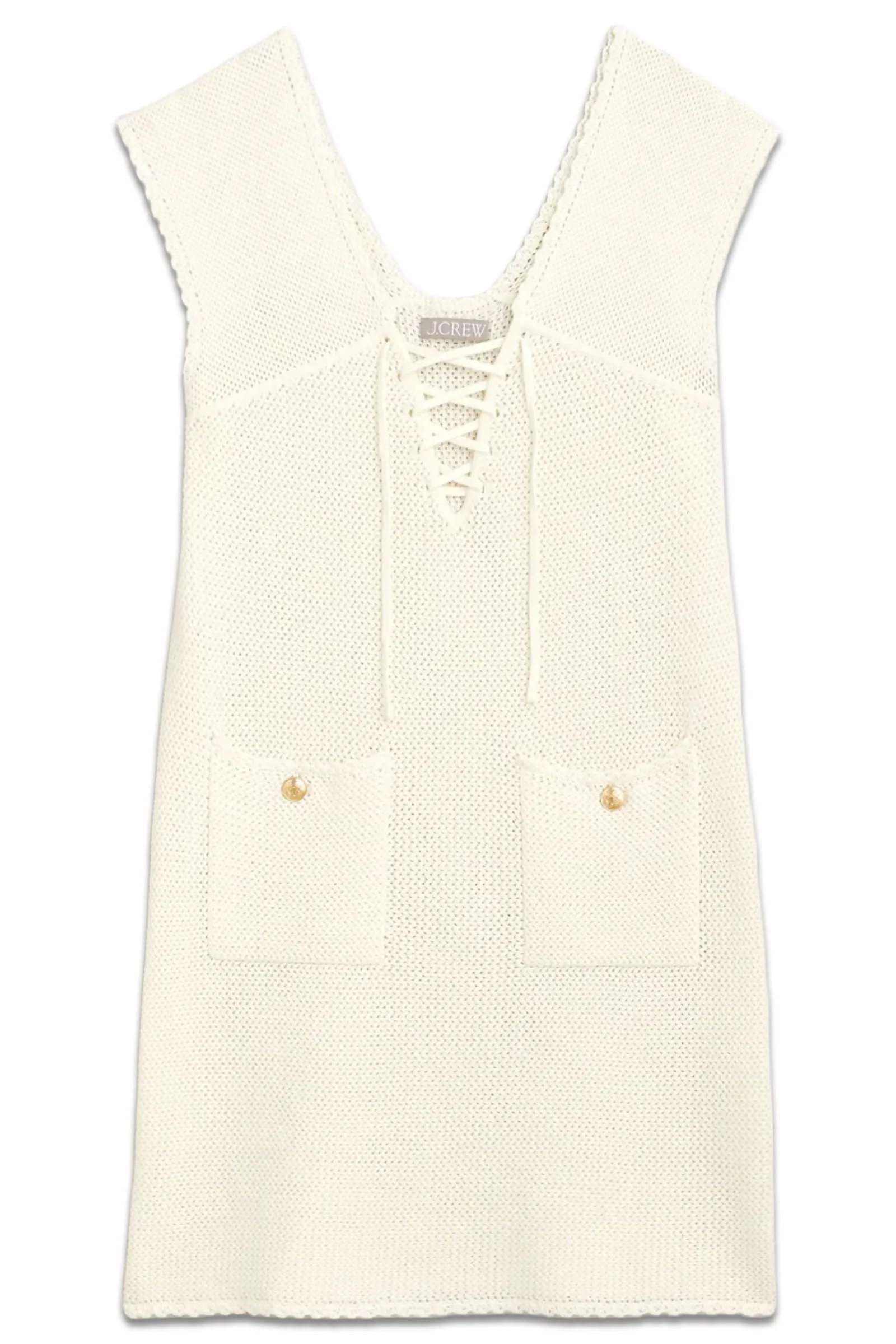 Pointelle Lace-Up Sweater-Dress