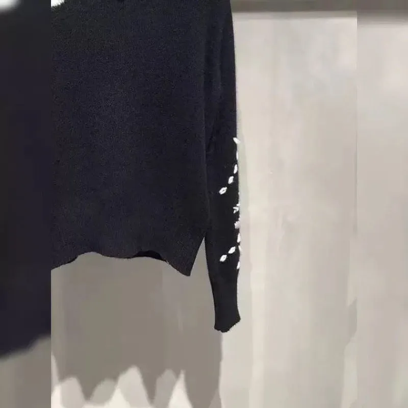 Pre Order: Rose Embroidery Turtleneck Sweater