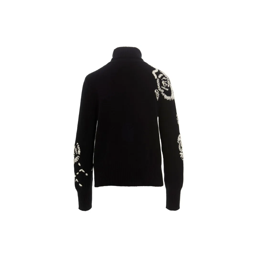 Pre Order: Rose Embroidery Turtleneck Sweater