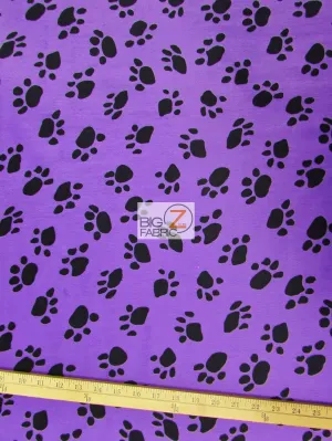 Purple/Black Velboa Animal Paw Short Pile Fabric / By The Roll - 50 Yards