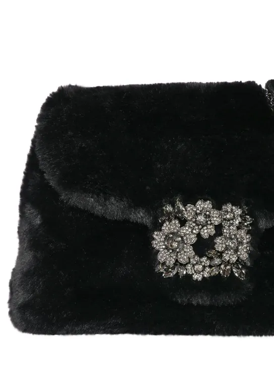 Roger Vivier   Mini RV Bouquet faux fur clutch 
