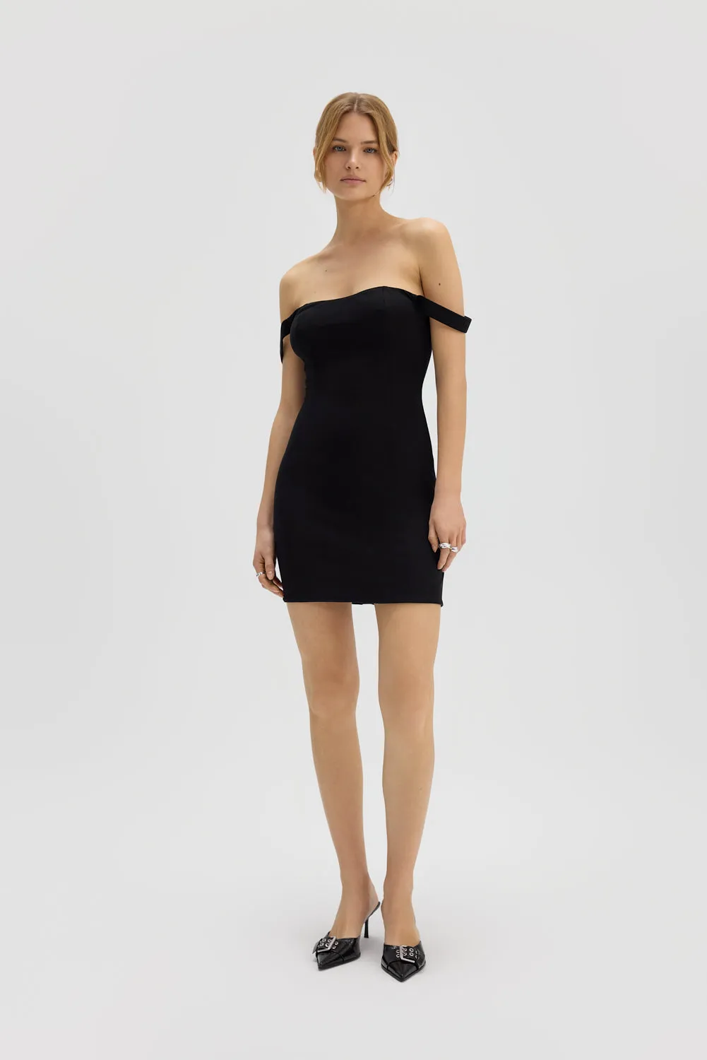 Saint Body Mini Dress With Open Shoulders Black