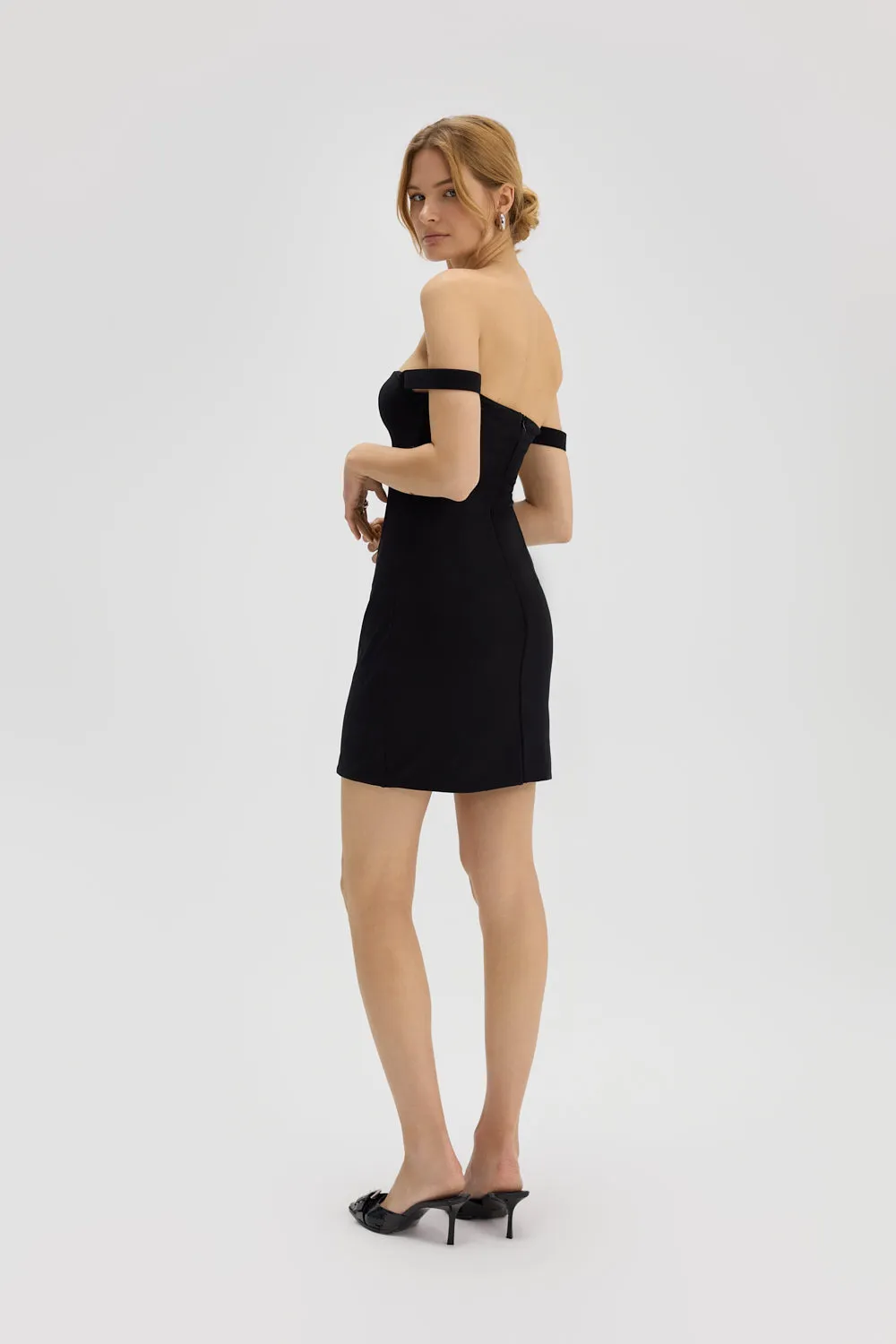 Saint Body Mini Dress With Open Shoulders Black