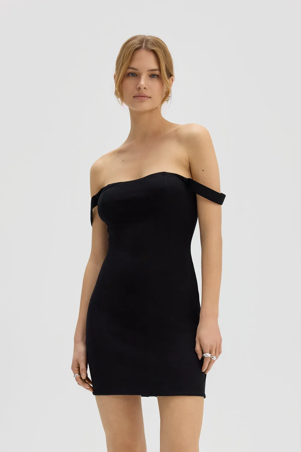 Saint Body Mini Dress With Open Shoulders Black