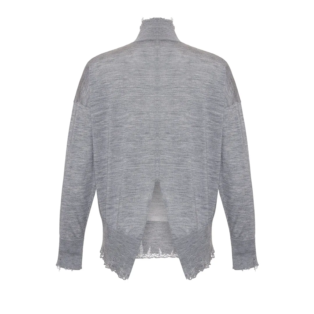 Sato - 100% Wool Turtleneck Gray Sweater