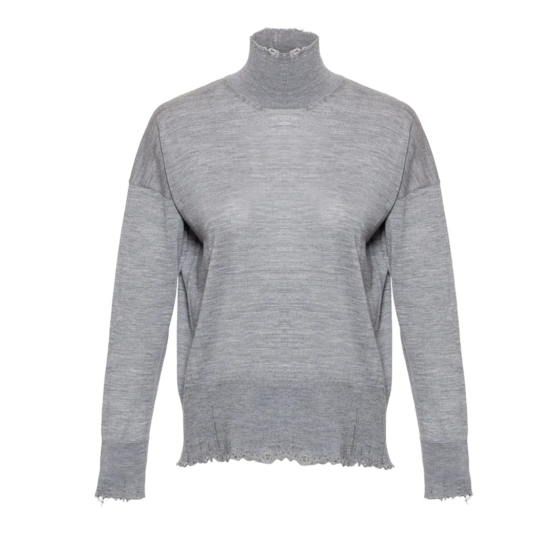Sato - 100% Wool Turtleneck Gray Sweater