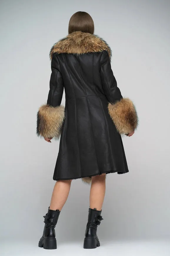 Sheepskin and Polar Raccoon Fur Coat