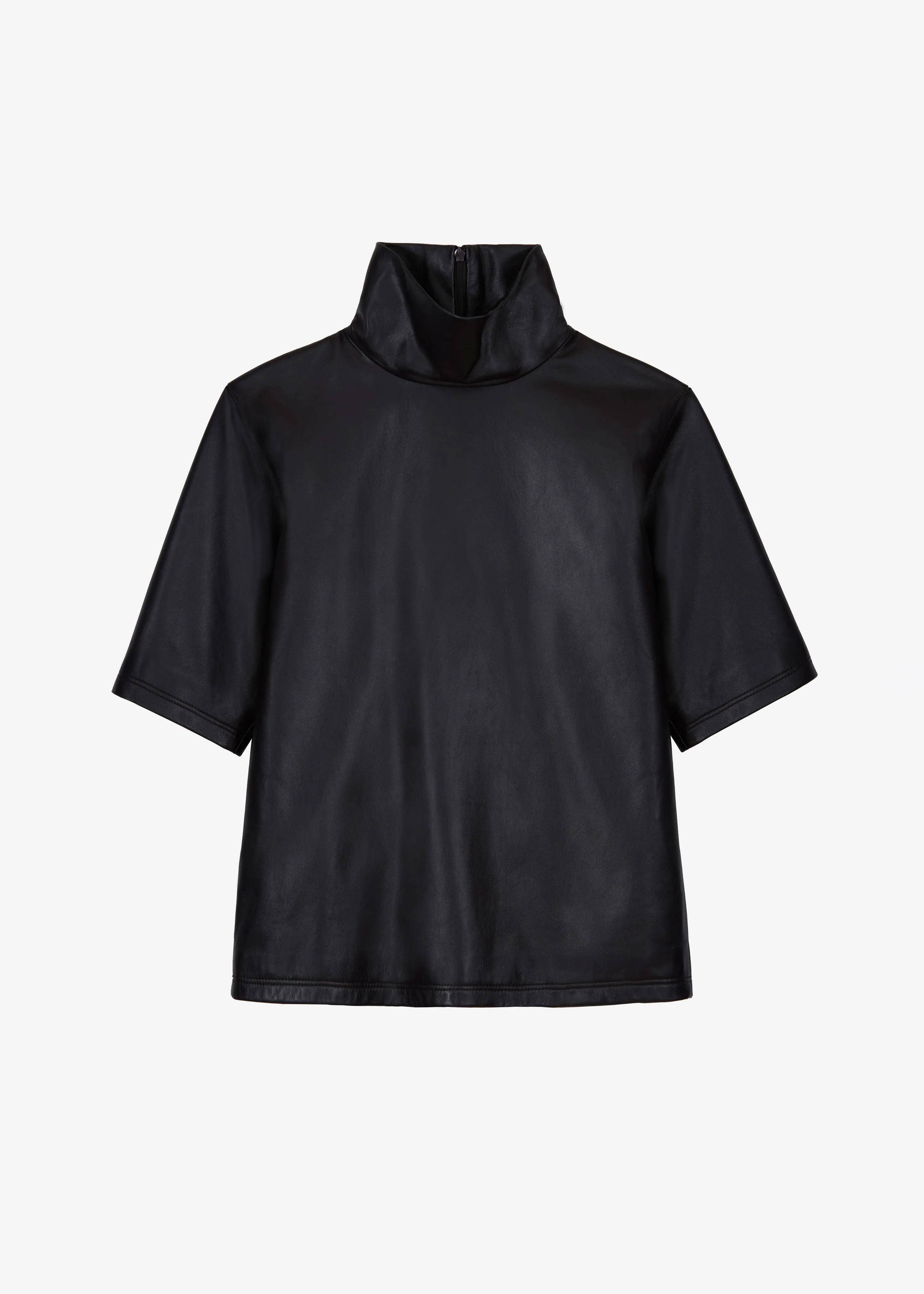 Shiloh Leather Mock Neck Top - Black