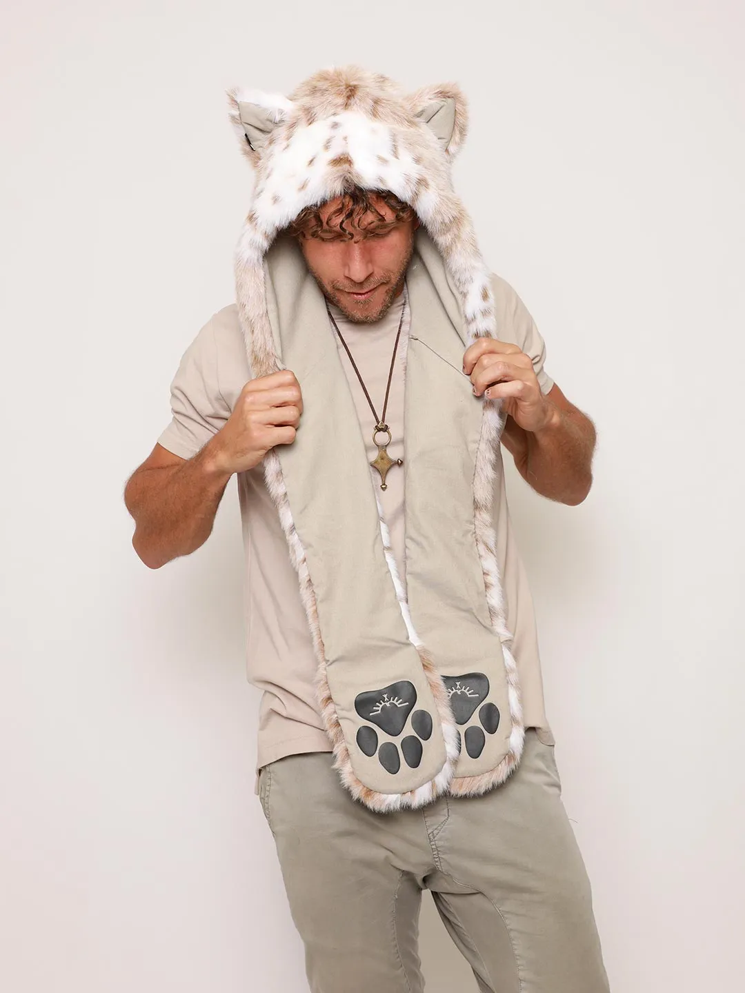 Siberian Snow Leopard Faux Fur Hood | Men's