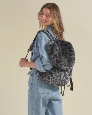 Slate Leopard Faux Fur Backpack