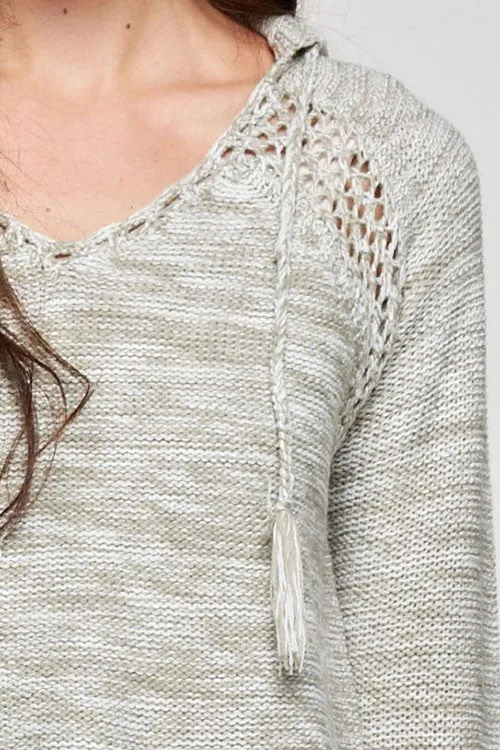 Sporty Melange Striped Hoodie Sweater