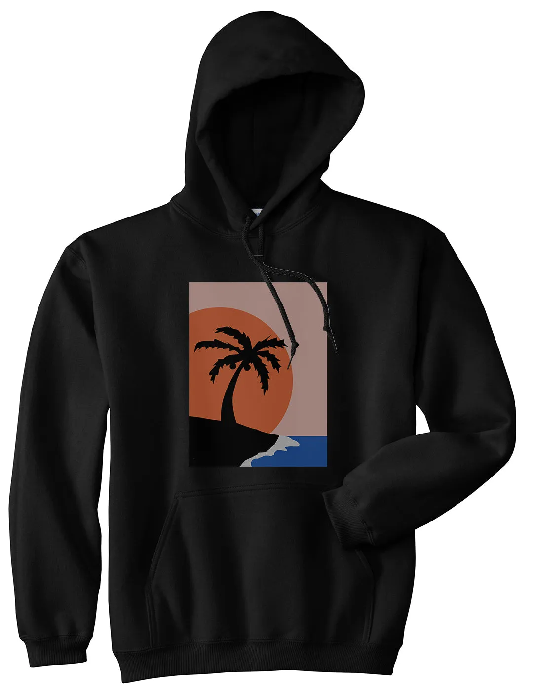 Sunset Palm Tree Vacation Mens Pullover Hoodie