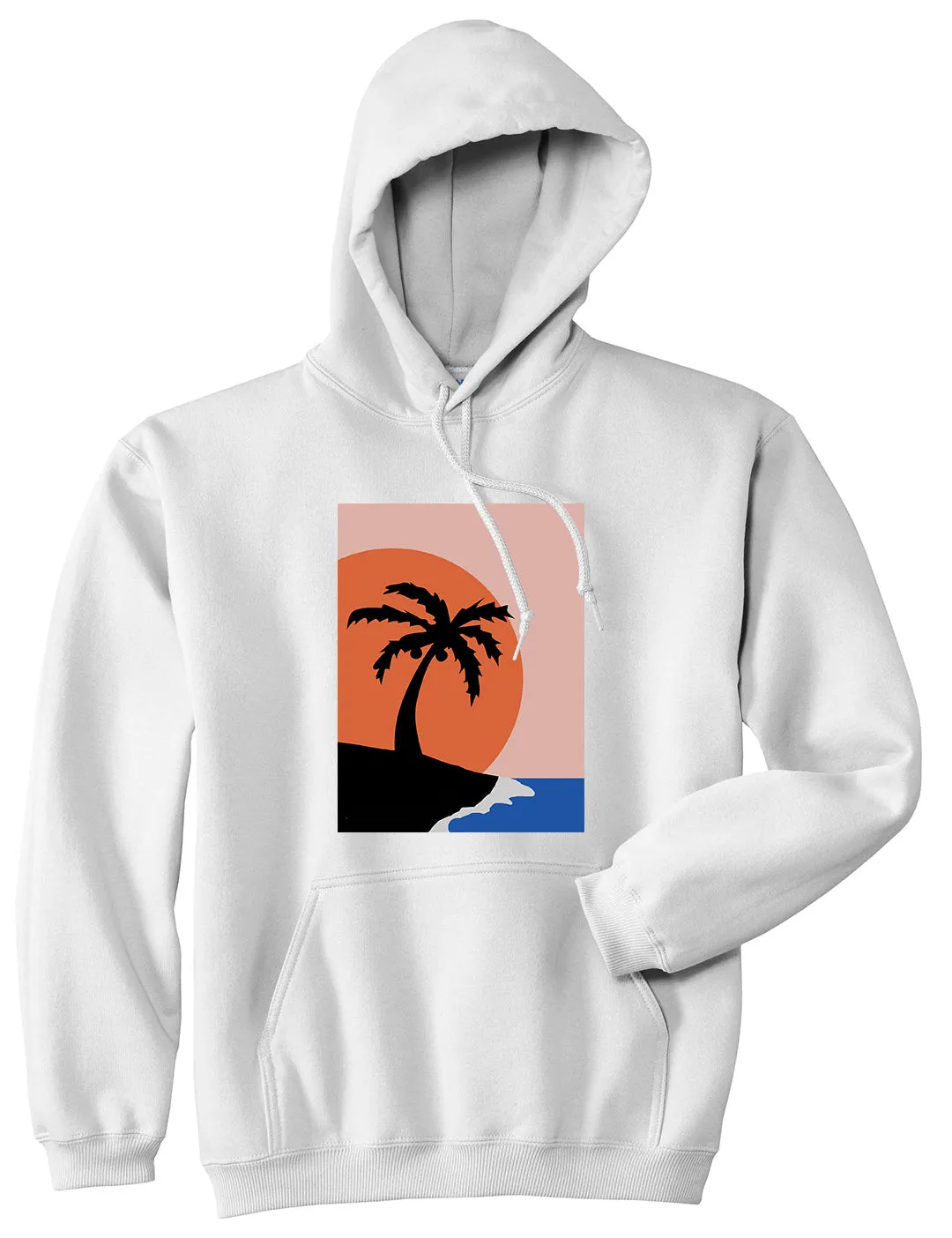 Sunset Palm Tree Vacation Mens Pullover Hoodie
