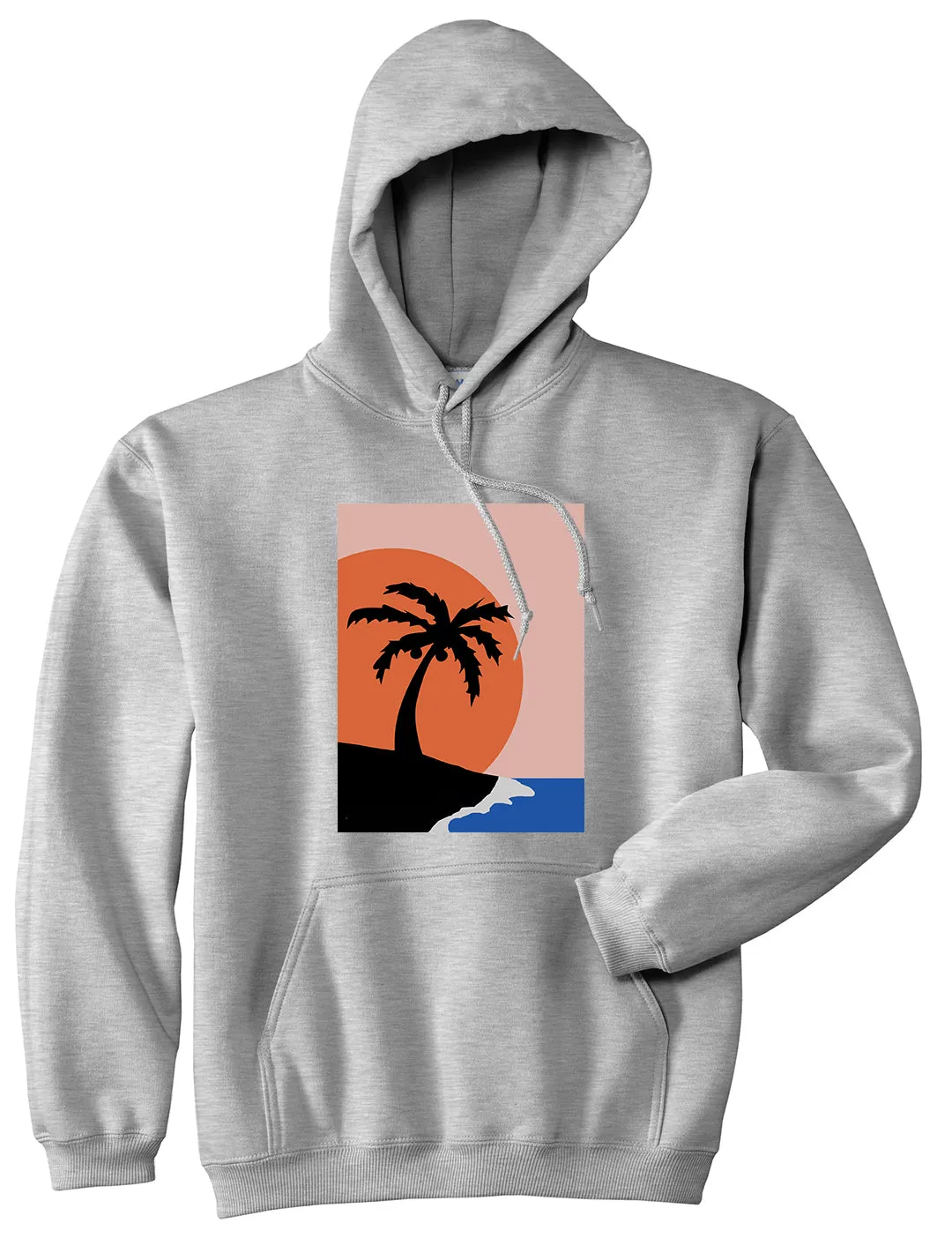 Sunset Palm Tree Vacation Mens Pullover Hoodie