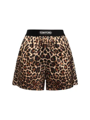 Tom Ford   Leopard print silk satin shorts 