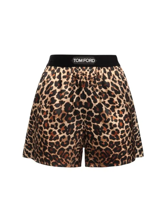 Tom Ford   Leopard print silk satin shorts 
