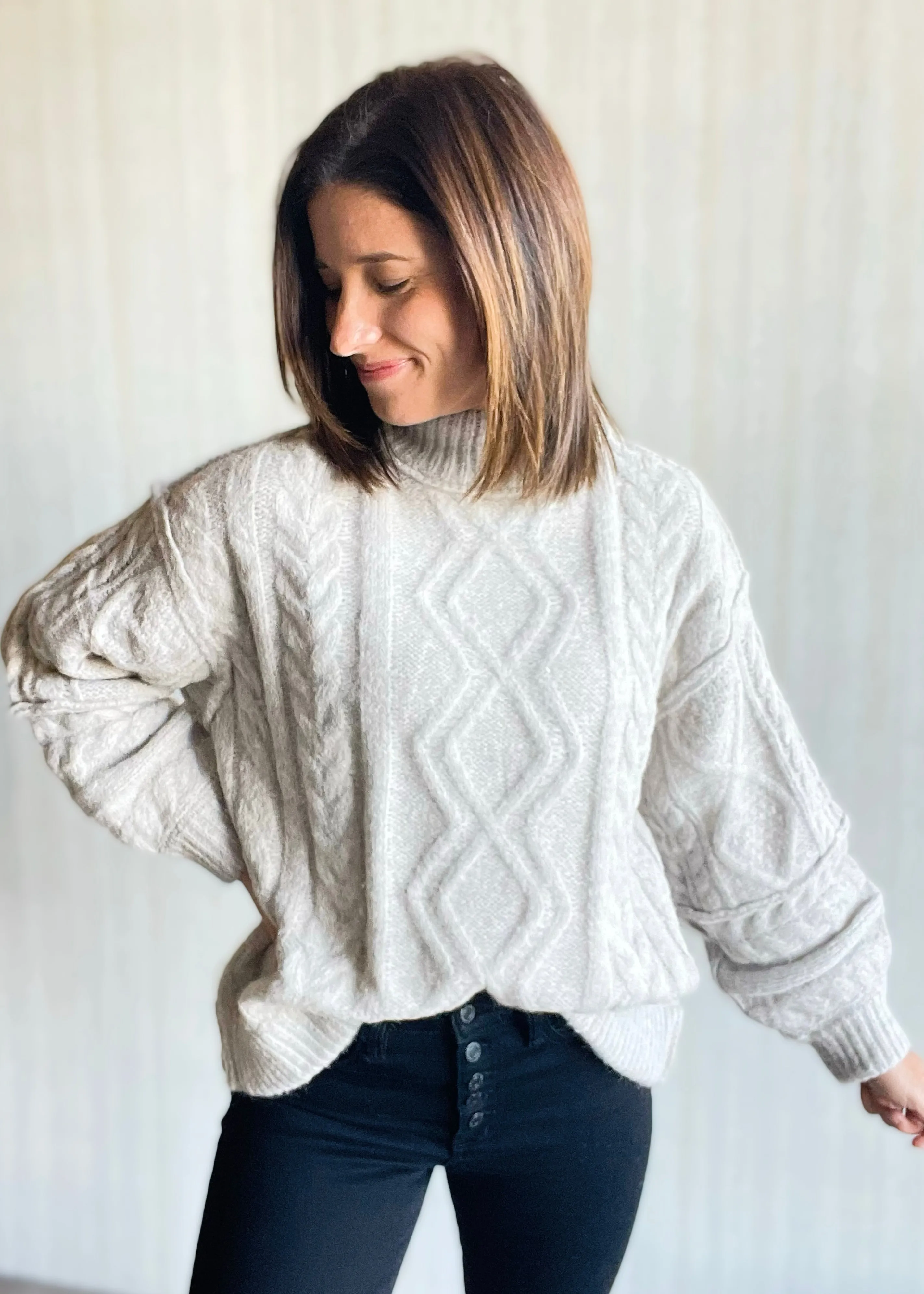 Turtleneck Cable Knit Sweater