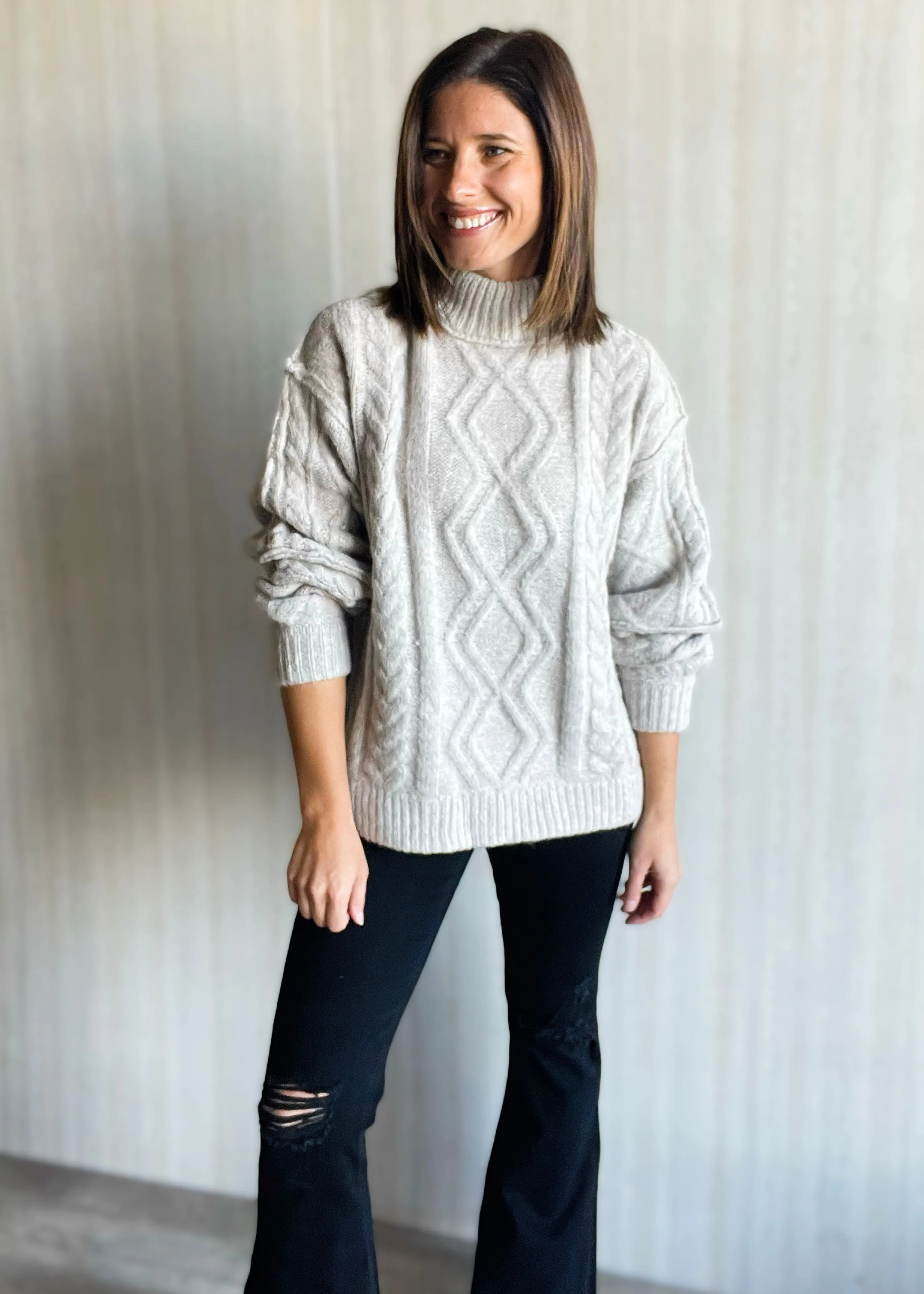 Turtleneck Cable Knit Sweater