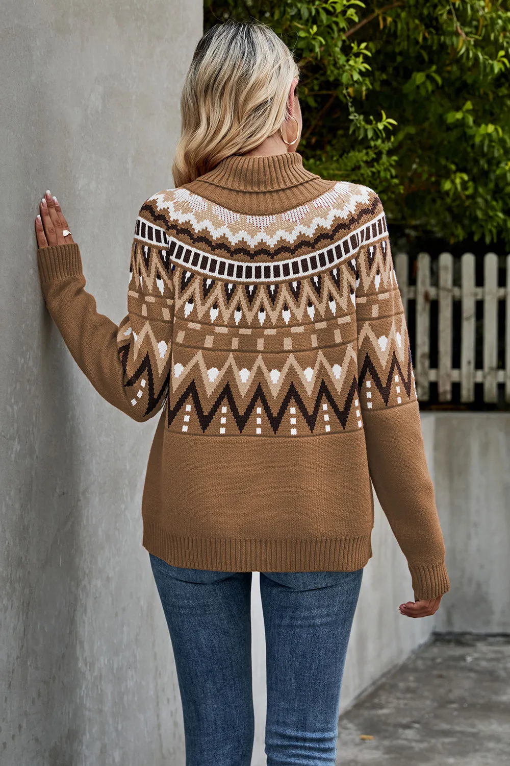 Turtleneck Vintage Striped Sweater
