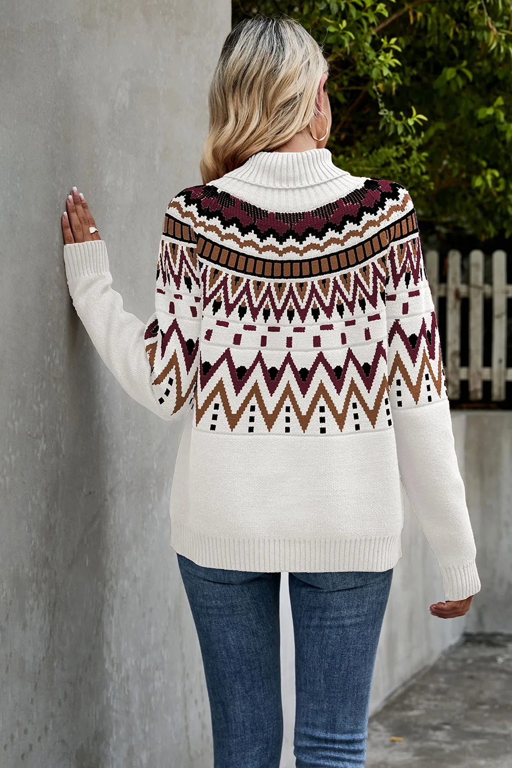 Turtleneck Vintage Striped Sweater