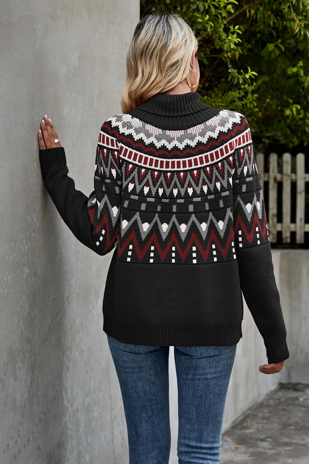 Turtleneck Vintage Striped Sweater