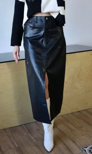 Vegan Leather Maxi Skirt
