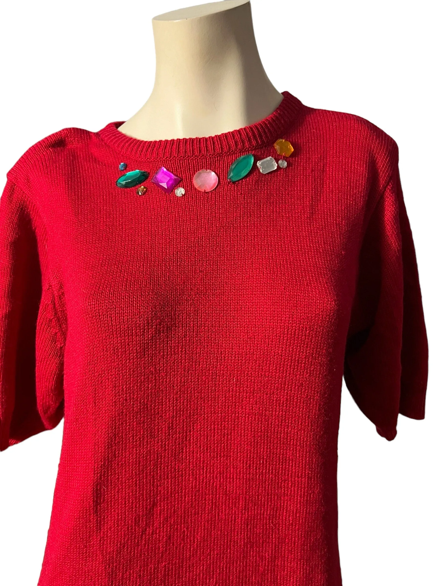 Vintage 80's red sweater dress M Cervelle