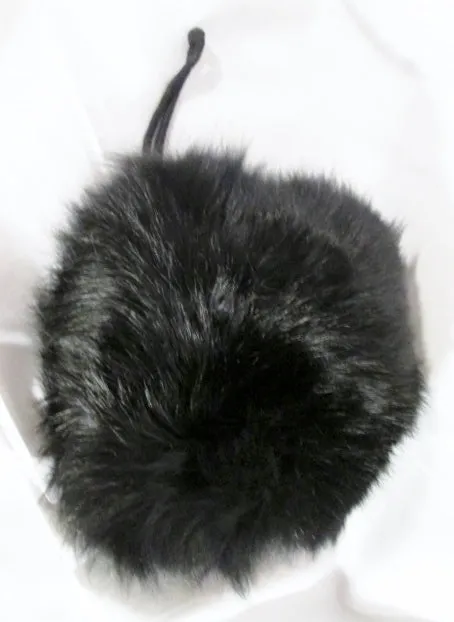 Vintage Genuine FOX FUR Hand WARMER MUFF Winter Cold Weather 10” Plush BLACK