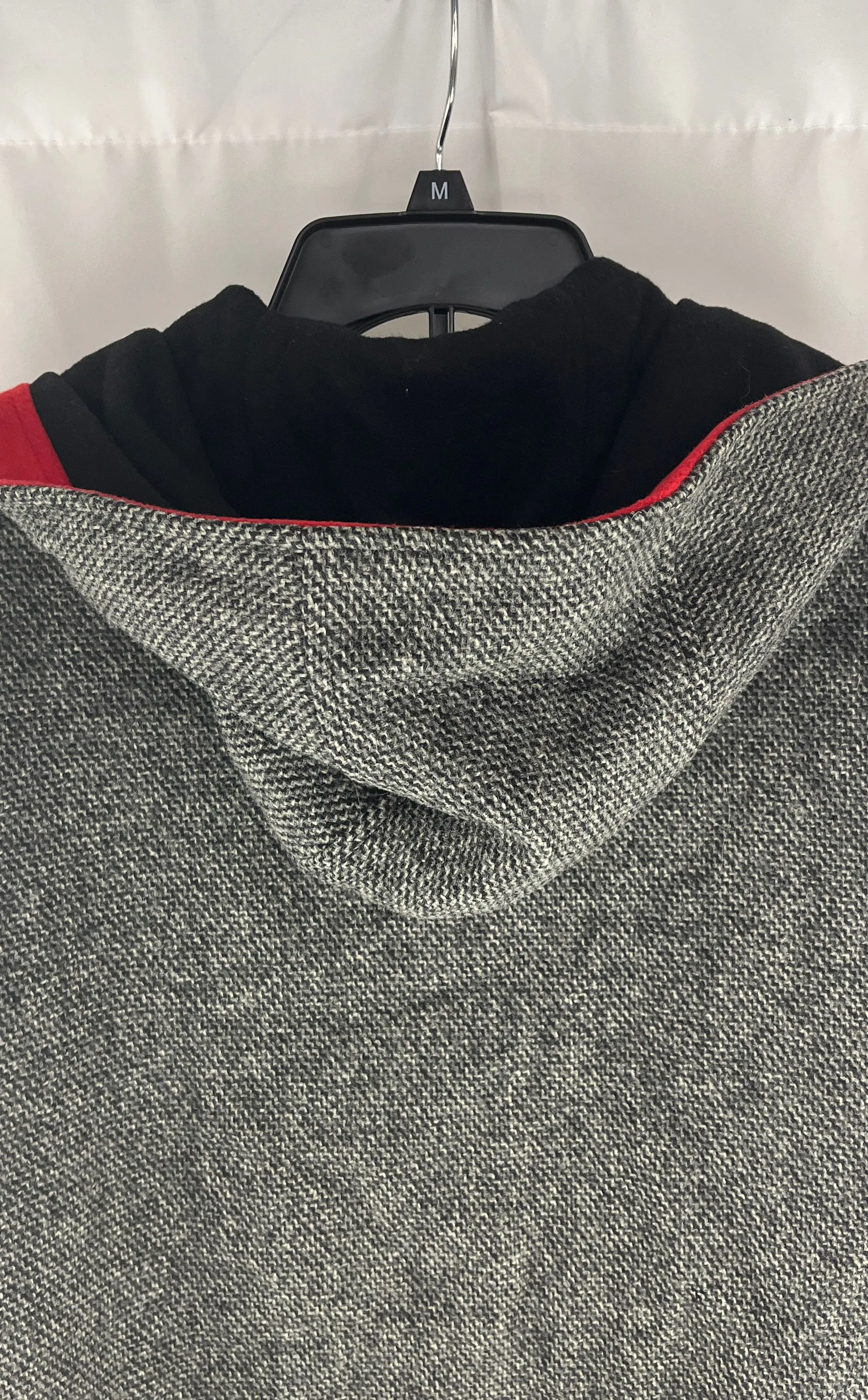 Vintage Randi Edwards Women's Gray Wool Overcoat Black Sleeves Hood Size 16W