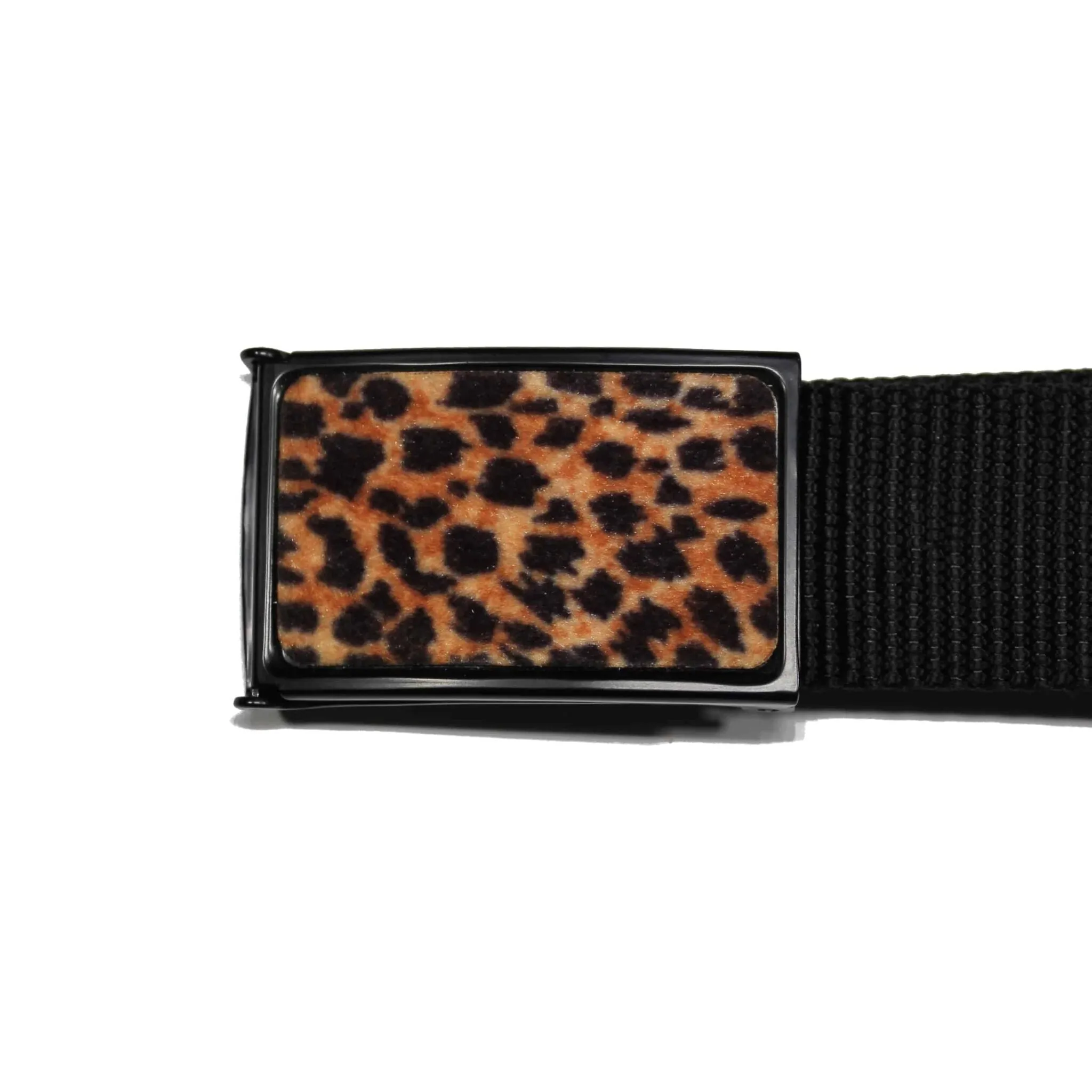 Web Belt Brown Leopard Buckle