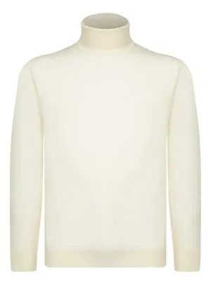 White Merino Wool Turtleneck Sweater