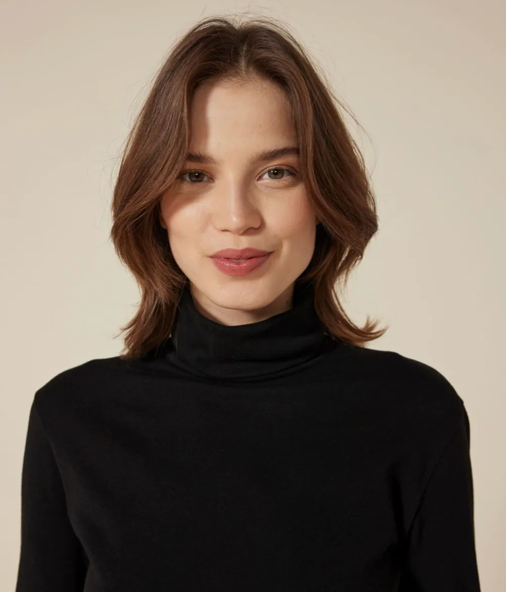 Women's Black Turtleneck - Petit Bateau FW24