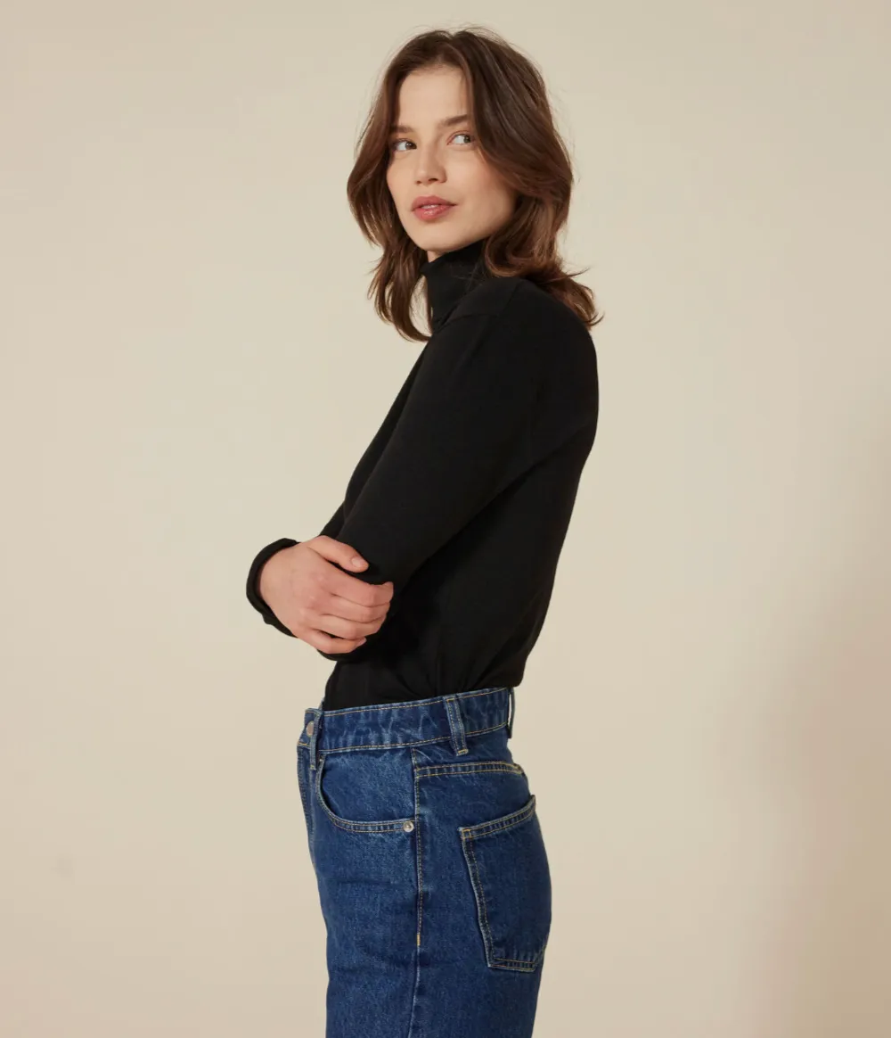 Women's Black Turtleneck - Petit Bateau FW24