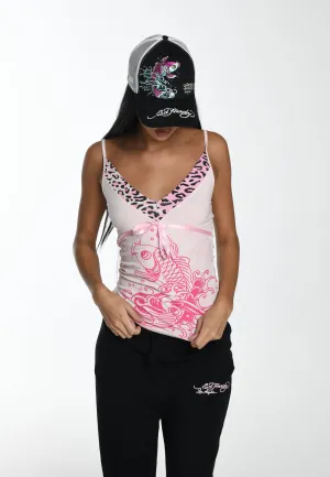 Womens Pink Koi Cami T - Pink